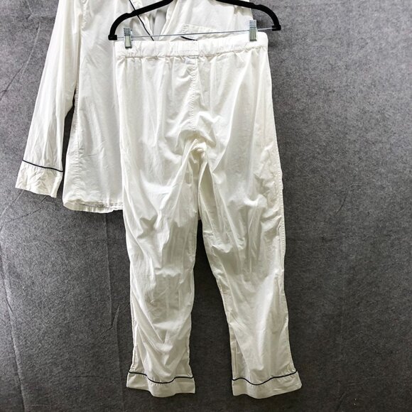 J. Crew Vintage Pajama Set Womens S White Cotton Long Sleeve Lightweight Button - Picture 8 of 14